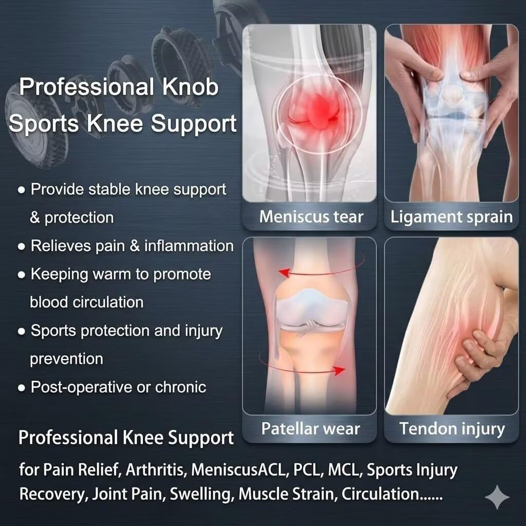 Dial Adjustable Compression Knee Brace, Breathable Non-Slip Knee Support for Arthritis, Meniscus Tear, Sports Running, ACL Injury Recovery for Men & Women