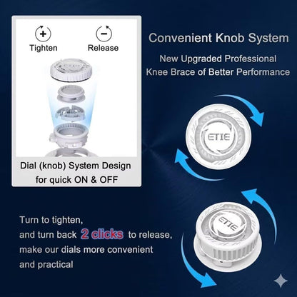 Dial Adjustable Compression Knee Brace, Breathable Non-Slip Knee Support for Arthritis, Meniscus Tear, Sports Running, ACL Injury Recovery for Men & Women